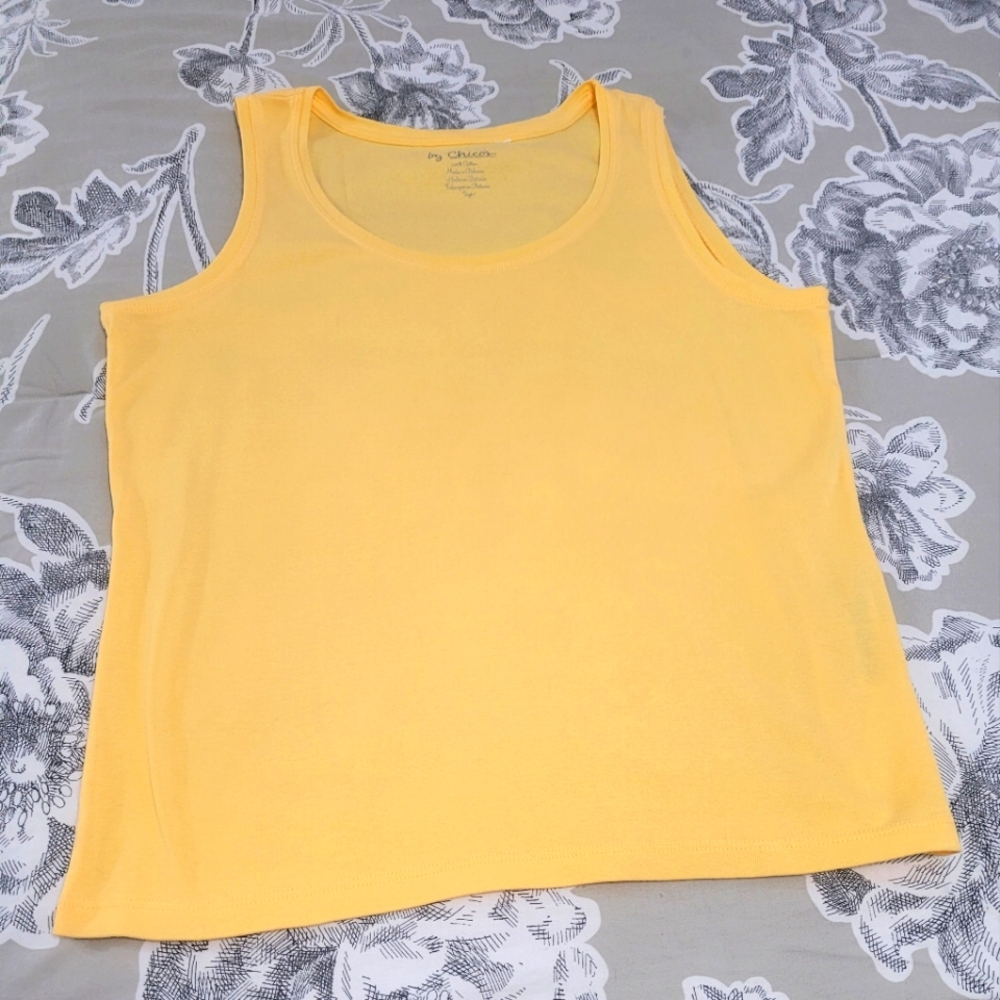 Chico's Yellow Cotton  Sleeveless Tank  Top 1 =Medium EUC